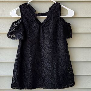 Black lace open shoulder Blouse size xs